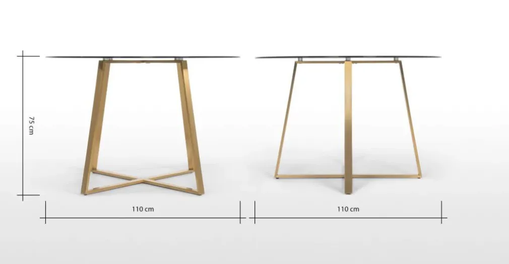 Mesa de Comedor Redonda Grande Haku – Metal y Cristal Ahumado