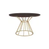 Mesa de Comedor Redonda Khalida – Madera de Mango Oscura y Metal