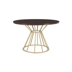 Mesa de Comedor Redonda Khalida – Madera de Mango Oscura y Metal