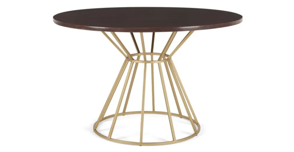 Mesa de Comedor Redonda Khalida – Madera de Mango Oscura y Metal