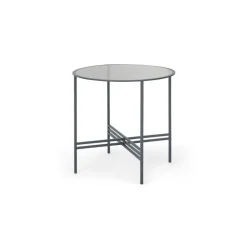 Mesa de Comedor Redonda Poppy – Metal y Cristal Ahumado