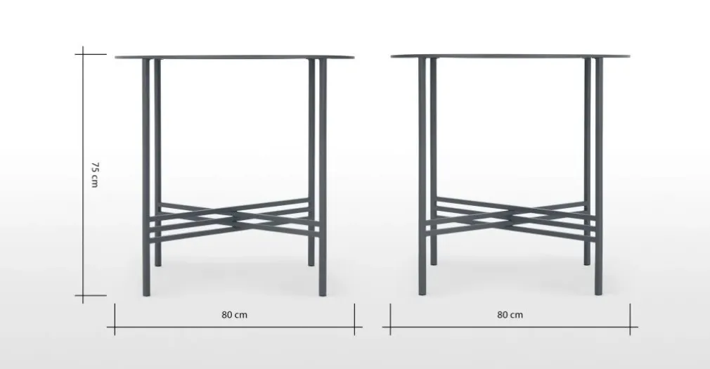 Mesa de Comedor Redonda Poppy – Metal y Cristal Ahumado