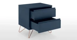 Mesa de Noche Elona – Azul Oscuro y Cobre