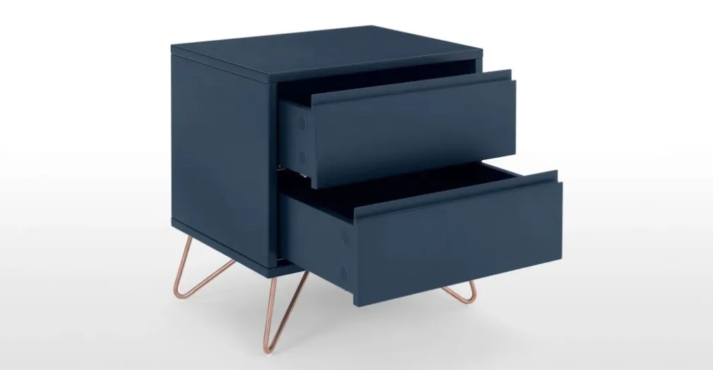 Mesa de Noche Elona – Azul Oscuro y Cobre