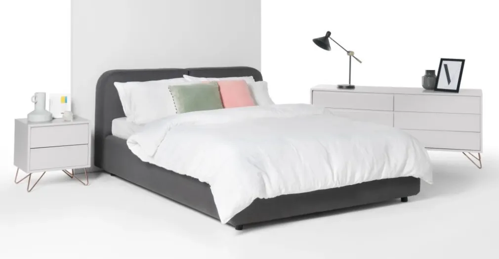 Mesa de Noche Elona – Gris y Cobre