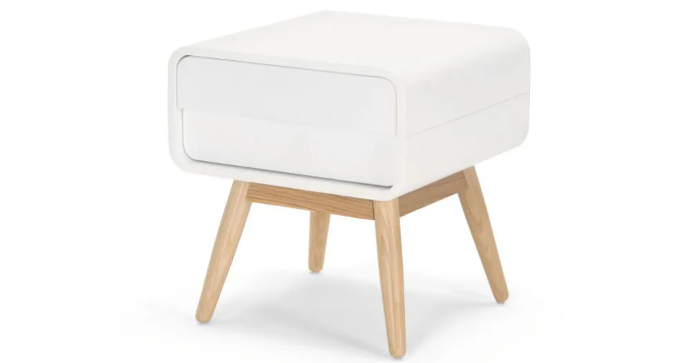 Mesa de noche Esme – Blanco y fresno