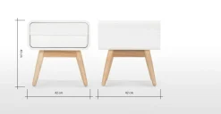 Mesa de noche Esme – Blanco y fresno