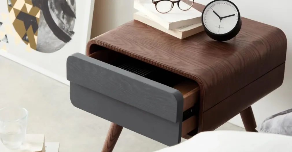 Mesa de noche Esme – Fresno oscuro y gris