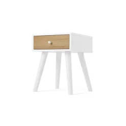 Mesa de noche Larsen – Roble y blanco