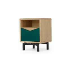 Mesa de noche Louis – Roble y verde