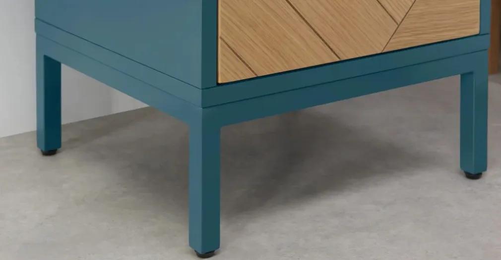 Mesa de noche Mera – Roble y azul cerceta