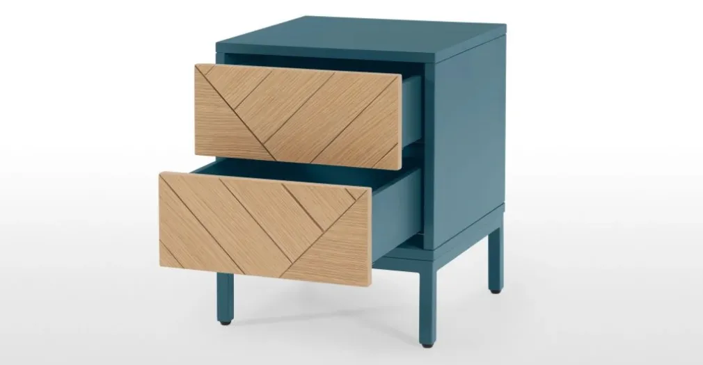 Mesa de noche Mera – Roble y azul cerceta