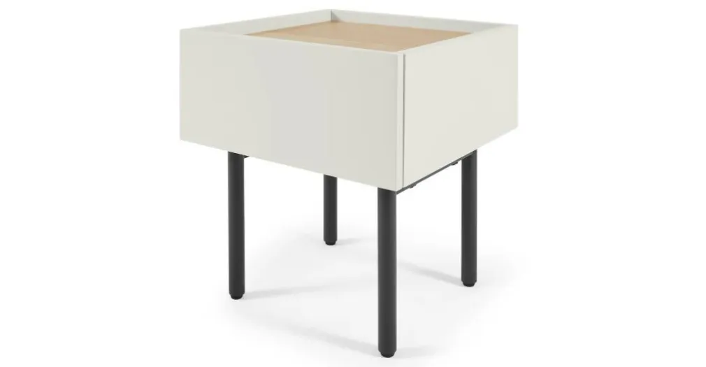Mesa de noche Mino – Roble y blanco marfil