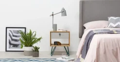 Mesita de noche Dotty – Roble y gris