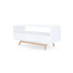 Mueble multimedia compacto Esme – Blanco y fresno