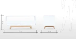 Mueble multimedia compacto Esme – Blanco y fresno