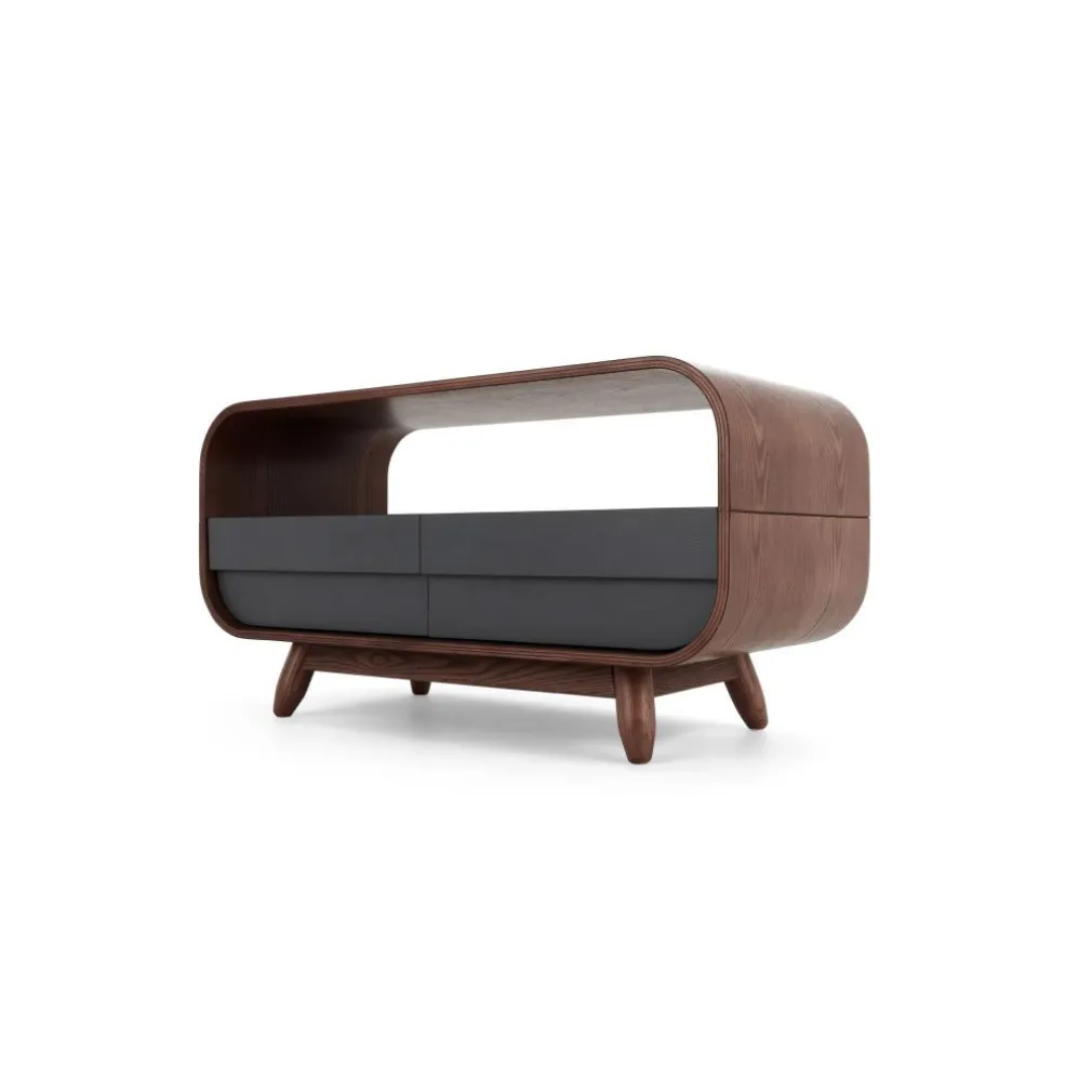 Mueble multimedia compacto Esme – Fresno oscuro y gris