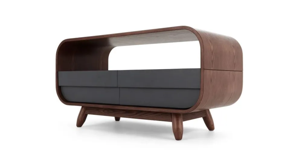 Mueble multimedia compacto Esme – Fresno oscuro y gris