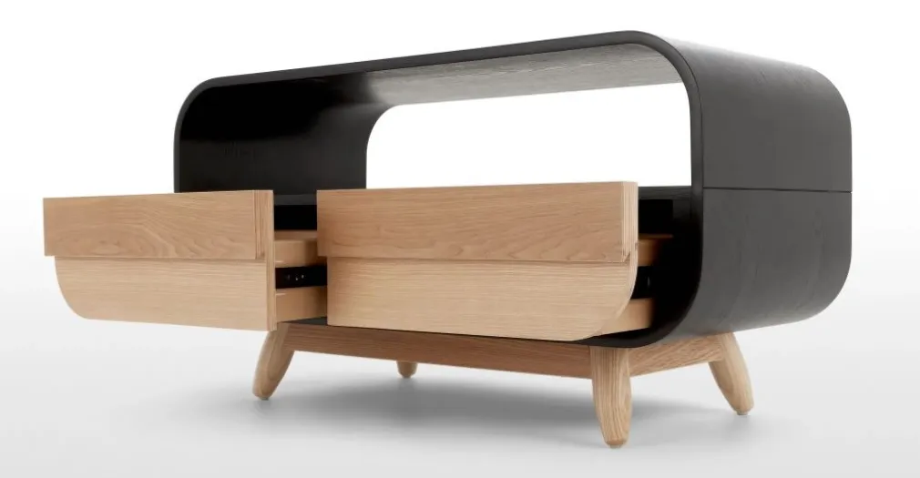 Mueble multimedia compacto Esme – Negro y fresno