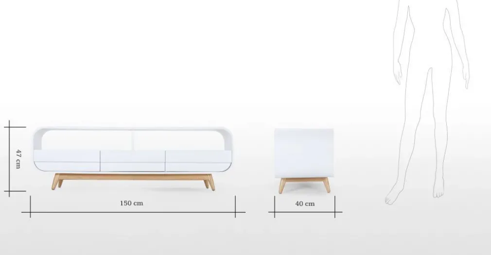 Mueble multimedia Esme – Blanco y fresno