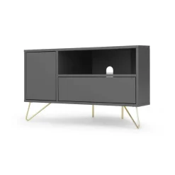 Mueble multimedia esquinero Elona – Gris Carbón