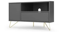 Mueble multimedia esquinero Elona – Gris Carbón