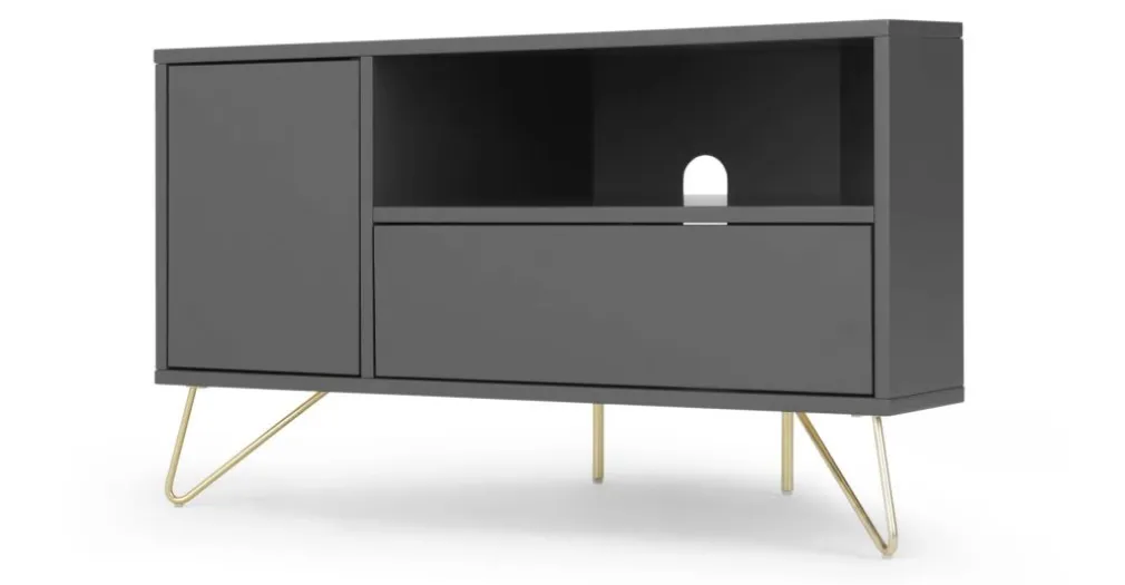 Mueble multimedia esquinero Elona – Gris Carbón