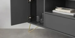 Mueble multimedia esquinero Elona – Gris Carbón