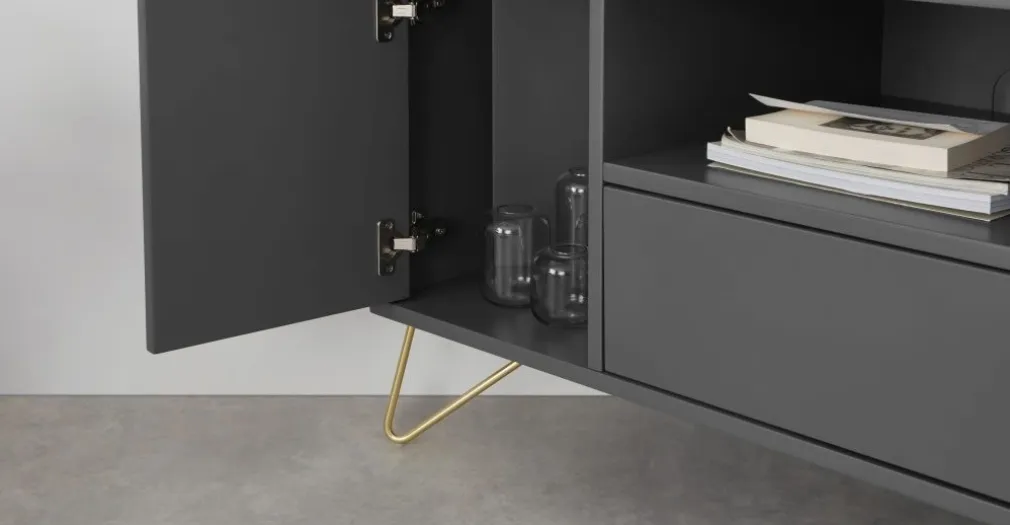 Mueble multimedia esquinero Elona – Gris Carbón