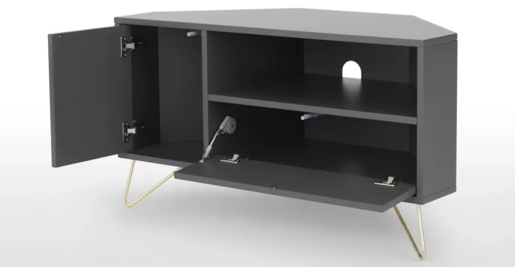Mueble multimedia esquinero Elona – Gris Carbón