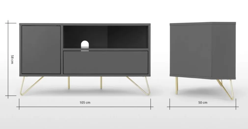 Mueble multimedia esquinero Elona – Gris Carbón