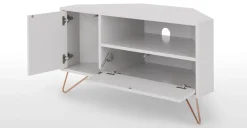 Mueble multimedia esquinero Elona – Gris y cobre
