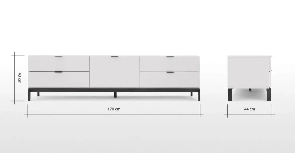 Mueble multimedia grande Marcell – Gris claro