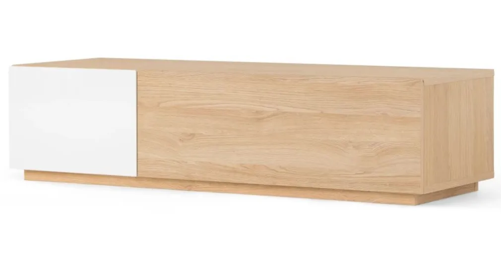 Mueble multimedia Hopkins – Roble y blanco