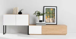 Mueble multimedia Hopkins – Roble y blanco