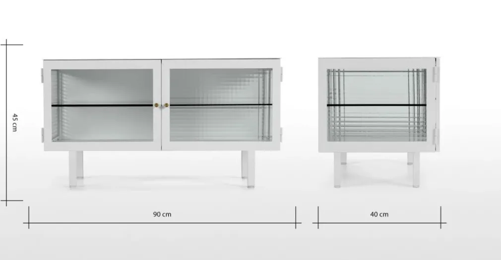 Mueble multimedia Marden – Blanco y cristal
