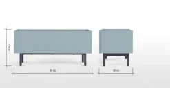 Mueble multimedia Mino – Roble y azul cerceta