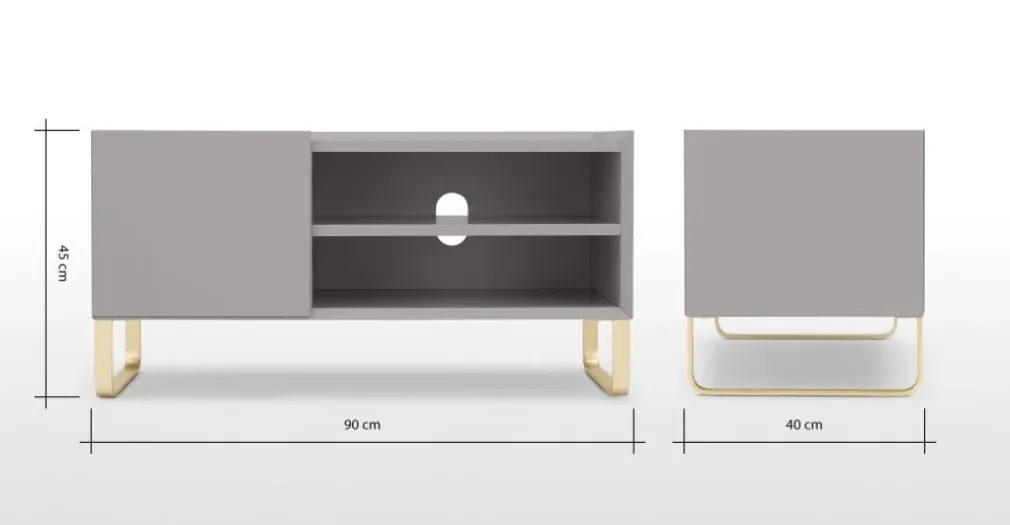 Mueble multimedia pintado Lenny – Gris