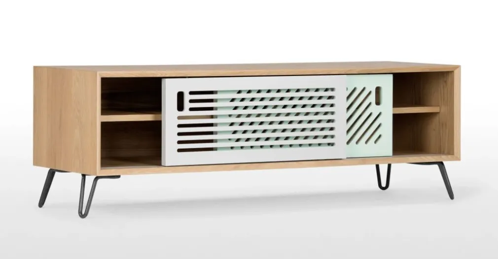 Mueble multimedia Pointillee – Fresno y gris