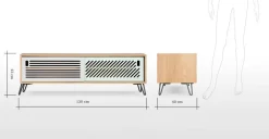 Mueble multimedia Pointillee – Fresno y gris