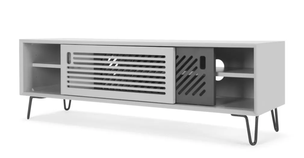 Mueble multimedia Pointillee – Gris y blanco