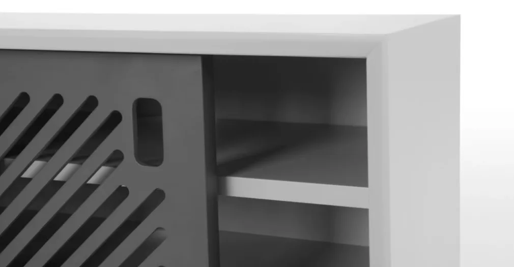Mueble multimedia Pointillee – Gris y blanco