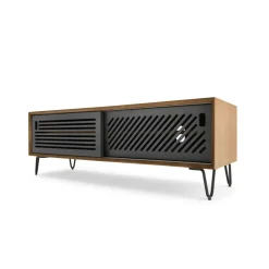 Mueble multimedia Pointillee – Nogal y gris
