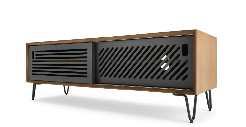 Mueble multimedia Pointillee – Nogal y gris