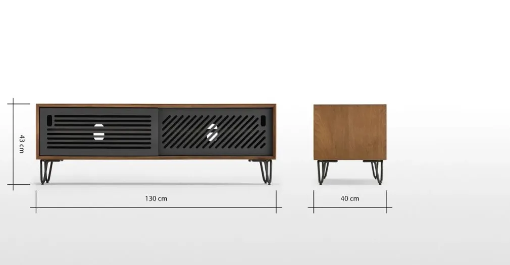 Mueble multimedia Pointillee – Nogal y gris