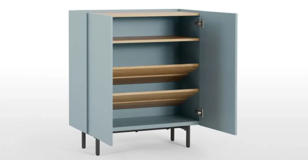 Mueble para recibidor Mino – Roble y azul
