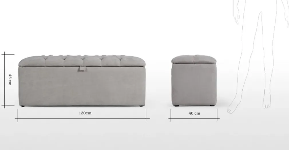 Otomana con almacenaje Orkney – Gris lechuza