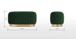 Puf Alargado con Base de Acero Inoxidable Adie – Verde Pino