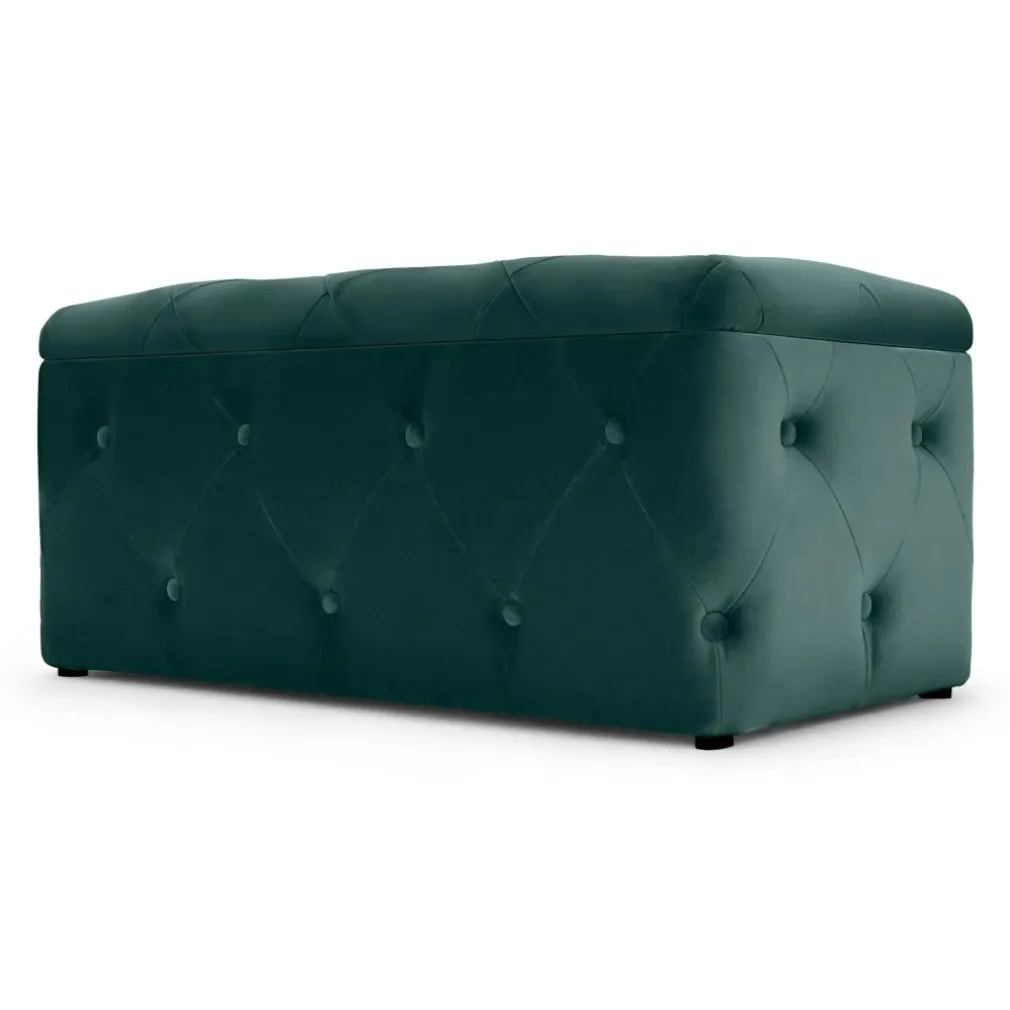 Puf con Almacenaje Rectangular Hampton – Azul Espuma de Mar