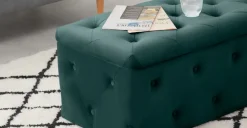 Puf con Almacenaje Rectangular Hampton – Azul Espuma de Mar
